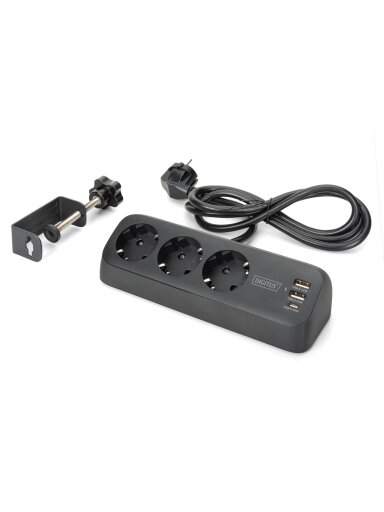 Digitus 3-way office socket strip with 2x USB-A and 1x USB-C connections | DA-70625 Digitus 3-way office socket strip with 2x USB-A and 1x USB-C connections | DA-70625