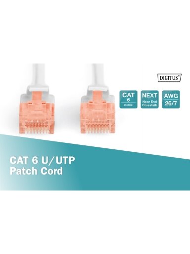 Digitus CAT 6 U/UTP | Patch cord | Length 3 m | Grey