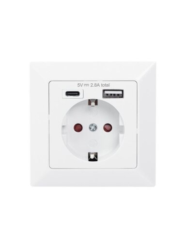 Digitus | Safety Plug for Flush Mounting with 1 x USB Type-C, 1 x USB A