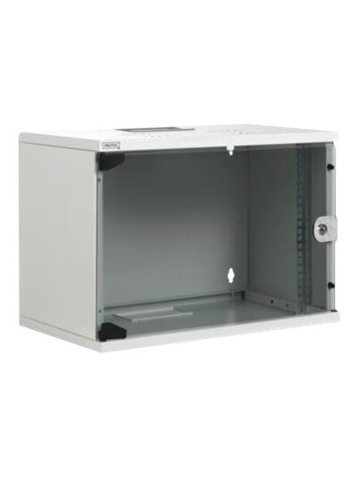 Digitus | 9U wall mounting cabinet | DN-19 09-U-S-1 | Safety class rating IP20. Lockable safety-glass door. 200° door opening angle. Front door: Glass door, single opening. Unmounted 460x540x400 mm. SOHO | Grey Digitus | 9U wall mounting cabinet | DN-19 09-U-S-1 | Safety class rating IP20. Lockable safety-glass door. 200° door opening angle. Front door: Glass door, single opening. Unmounted 460x540x400 mm. SOHO | Grey