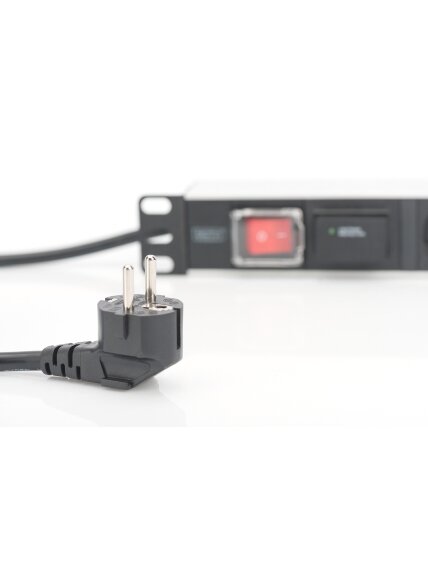 Digitus | 1U Aluminum PDU, rackmountable, 7x safety outlet 16A Plug, 250VAC 50/60Hz, switch, surge protection | DN-95407 1 Digitus | 1U Aluminum PDU, rackmountable, 7x safety outlet 16A Plug, 250VAC 50/60Hz, switch, surge protection | DN-95407 1