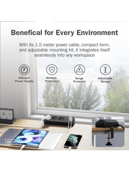 Digitus 3-way office socket strip with 2x USB-A and 1x USB-C connections | DA-70625 10 Digitus 3-way office socket strip with 2x USB-A and 1x USB-C connections | DA-70625 10