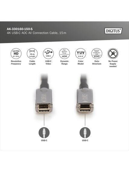 Digitus 4K USB Type-C AOC AV Connection Cable | AK-330160-150-S 3 Digitus 4K USB Type-C AOC AV Connection Cable | AK-330160-150-S 3