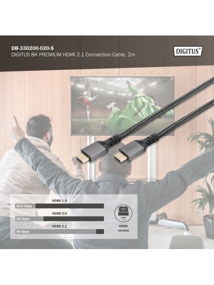 Digitus 8K HDMI Ultra High Speed Connection Cable | DB-330200-020-S | 2 m 5 Digitus 8K HDMI Ultra High Speed Connection Cable | DB-330200-020-S | 2 m 5