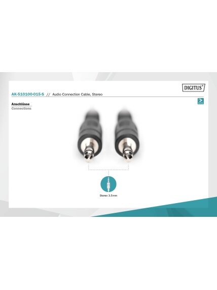 Digitus Audio Connection Cable, Stereo | AK-510100-015-S 2 Digitus Audio Connection Cable, Stereo | AK-510100-015-S 2