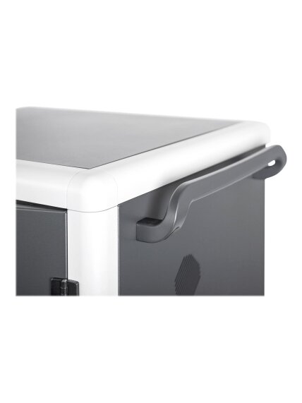 Digitus | Black | Charging Trolley 30 Notebooks / Tablets up to 16" | Pressure lock system with swiveling lever handle on the front and back door, lockable; Safety plug socket with switch on the side 7 Digitus | Black | Charging Trolley 30 Notebooks / Tablets up to 16" | Pressure lock system with swiveling lever handle on the front and back door, lockable; Safety plug socket with switch on the side 7
