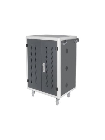 Digitus | Black | Charging Trolley 30 Notebooks / Tablets up to 16" | Pressure lock system with swiveling lever handle on the front and back door, lockable; Safety plug socket with switch on the side Digitus | Black | Charging Trolley 30 Notebooks / Tablets up to 16" | Pressure lock system with swiveling lever handle on the front and back door, lockable; Safety plug socket with switch on the side