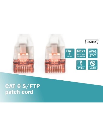 Digitus CAT 6 S/FTP | Patch cord | Length 1 m | Grey 1 Digitus CAT 6 S/FTP | Patch cord | Length 1 m | Grey 1