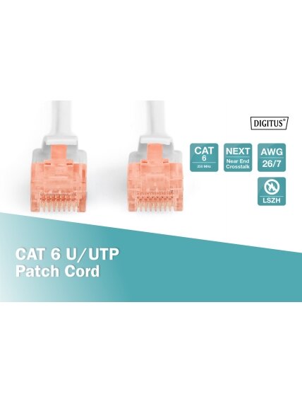 Digitus CAT 6 U/UTP | Patch cord | Length 20 m | Grey 1 Digitus CAT 6 U/UTP | Patch cord | Length 20 m | Grey 1