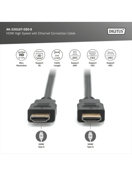 Digitus Connection Cable | HDMI to HDMI | 2 m 1