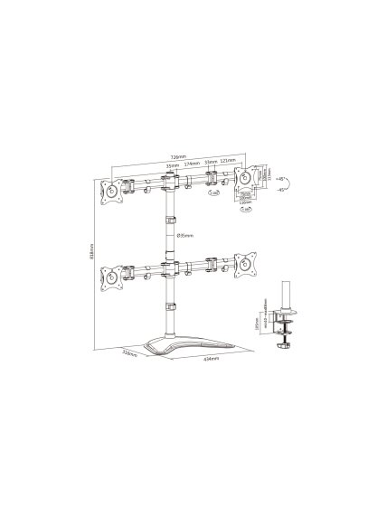 Digitus | Desk Mount | DA-90364 | Tilt, swivel, rotate | Black 3