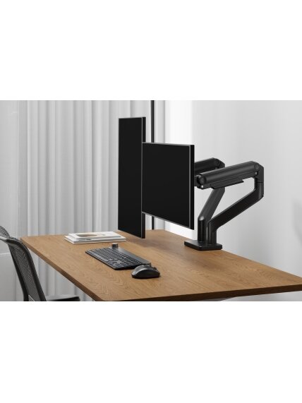 Digitus Desk Mount | Height, tilt, rotation, depth, pivot | Dual Monitor Mount | 2x 45 " | Maximum weight (capacity) 2x 20 kg | Black 3