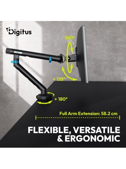 Digitus Desk Mount | Tilt, rotation, pivot | Single design monitor mount | 35 " | Maximum weight (capacity) 10 kg | Black 6 Digitus Desk Mount | Tilt, rotation, pivot | Single design monitor mount | 35 " | Maximum weight (capacity) 10 kg | Black 6