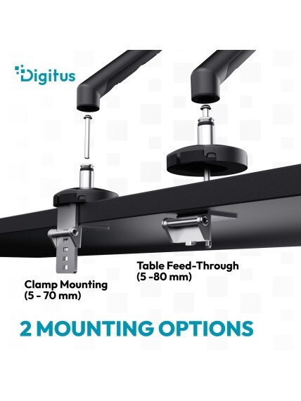 Digitus Desk Mount | Tilt, rotation, pivot | Single design monitor mount | 35 " | Maximum weight (capacity) 10 kg | Black 8 Digitus Desk Mount | Tilt, rotation, pivot | Single design monitor mount | 35 " | Maximum weight (capacity) 10 kg | Black 8