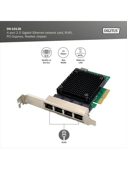 Digitus DN-10136 4-Port RJ45 RTL8125B, 2.5 GBits Server NIC 1
