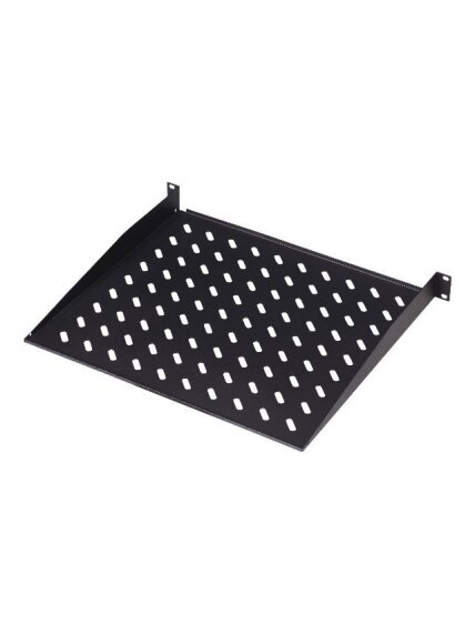 Digitus | Fixed Shelf for Racks | DN-19 TRAY-1-SW | The shelves for fixed mounting can be installed easy on the two front 483 mm (19“) profile rails of your 483 mm (19“) network- or server cabinet. Due to their stable, perforated steel sheet with a high l