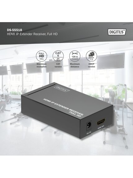 Digitus | HDMI IP Extender Receiver, Full HD | DS-55518 4