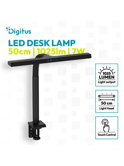 Digitus LED Desk Lamp, 50 cm, Black | DA-90490 | 1025 lm | 7 W | 3000-6500 K | Warm to cold white light | LED lamp | 10 V 8 Digitus LED Desk Lamp, 50 cm, Black | DA-90490 | 1025 lm | 7 W | 3000-6500 K | Warm to cold white light | LED lamp | 10 V 8