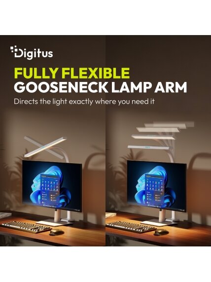 Digitus LED Desk Lamp, 50 cm, White | DA-90491 | 1025 lm | 7 W | 3000-6500 K | Warm to cold white light | LED lamp | 10 V 8