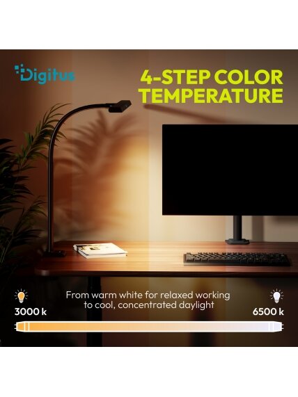 Digitus LED Desk Lamp, 80 cm, Black | DA-90492 | 2400 lm | 16 W | 3000-6500 K | Warm white | LED lamp | 10 V 3 Digitus LED Desk Lamp, 80 cm, Black | DA-90492 | 2400 lm | 16 W | 3000-6500 K | Warm white | LED lamp | 10 V 3