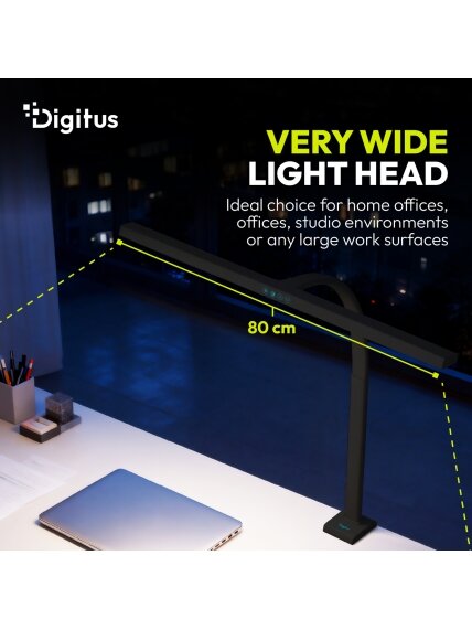 Digitus LED Desk Lamp, 80 cm, Black | DA-90492 | 2400 lm | 16 W | 3000-6500 K | Warm white | LED lamp | 10 V 6