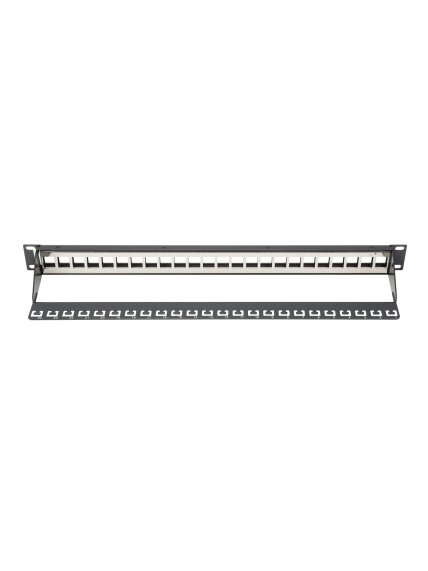 Digitus | Modular Patch Panel | DN-91411 | Layout Keystone Entry: Straight; Area of application: 483 mm (19") cabinet; Suitable for 483 mm (19") cabinet mounting; Housing material: 1.5 mm SPCC cold rolled stell sheet, powder-coated; Ports: 24 | Black 1