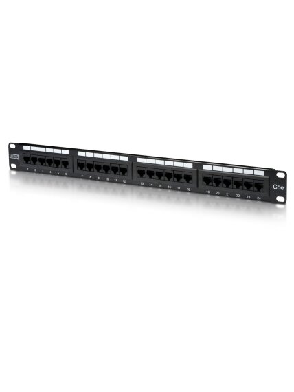 Digitus | Patch Panel | DN-91524U | Category: CAT 5e; Ports: 24 x RJ45; Retention strength: 7.7 kg; Insertion force: 30N max | 48.2 x 4.4 x 10.9 cm | Black 1
