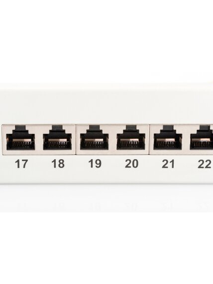 Digitus | Patch Panel | DN-91624S | Category: CAT 6; Ports: 24 x RJ45; Retention strength: 7.7 kg; Insertion force: 30N max | 48.2 x 4.4 x 10.9 cm | White 2 Digitus | Patch Panel | DN-91624S | Category: CAT 6; Ports: 24 x RJ45; Retention strength: 7.7 kg; Insertion force: 30N max | 48.2 x 4.4 x 10.9 cm | White 2