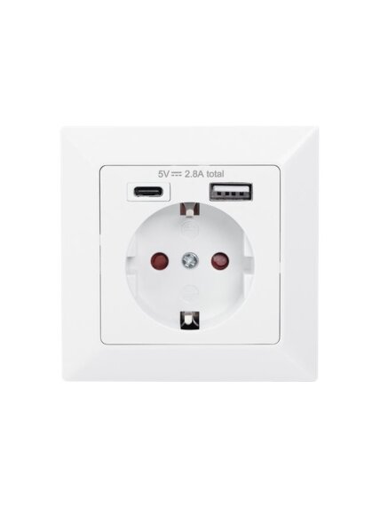 Digitus | Safety Plug for Flush Mounting with 1 x USB Type-C, 1 x USB A 1 Digitus | Safety Plug for Flush Mounting with 1 x USB Type-C, 1 x USB A 1
