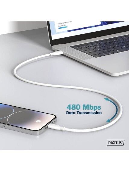 Digitus | Silicone Connection Cable | AK-300341-010-W | USB-C to USB-C 6 Digitus | Silicone Connection Cable | AK-300341-010-W | USB-C to USB-C 6