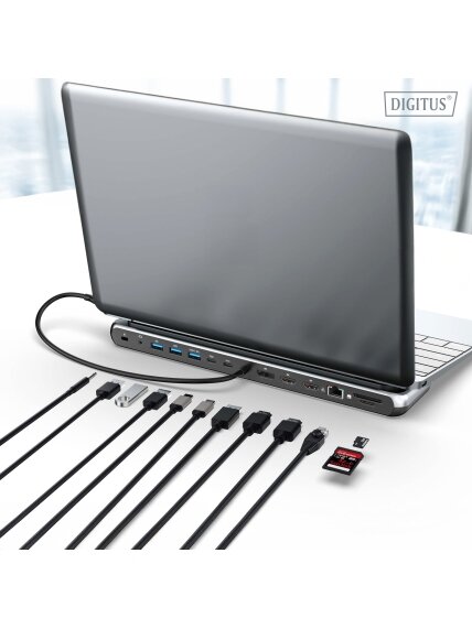 Digitus USB-C 8K docking station, 12-port | DA-70919 | Ethernet LAN (RJ-45) ports 1 | HDMI ports quantity 2 3 Digitus USB-C 8K docking station, 12-port | DA-70919 | Ethernet LAN (RJ-45) ports 1 | HDMI ports quantity 2 3
