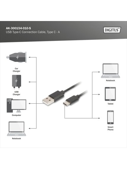 Digitus | USB Type-C connection cable, type USB-A - USB-C | AK-300154-010-S 6