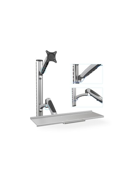 Digitus | Wall mount | Workstation | Adjustable Height, Tilt, Swivel | 27 " | Maximum weight (capacity) 6 kg | Silver 3