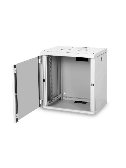 Digitus | Wall Mounting Cabinet | DN-19 12-U | IP protection class: IP20; Front door: Glass door, single opening; Cabinet type: Wall mounting cabinet; Equipment mounting depth min.-max.: 305-370 mm; Load capacity: 100 kg | Grey