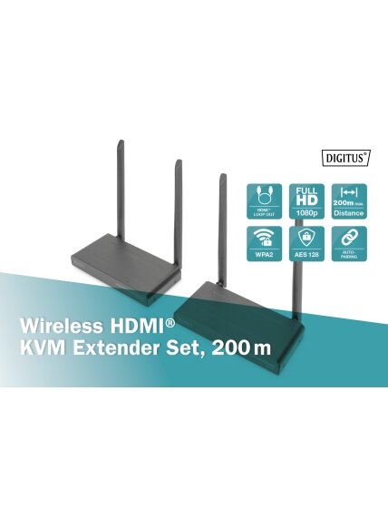 Digitus | Wireless HDMI KVM Extender Set, 200 m | DS-55321 8