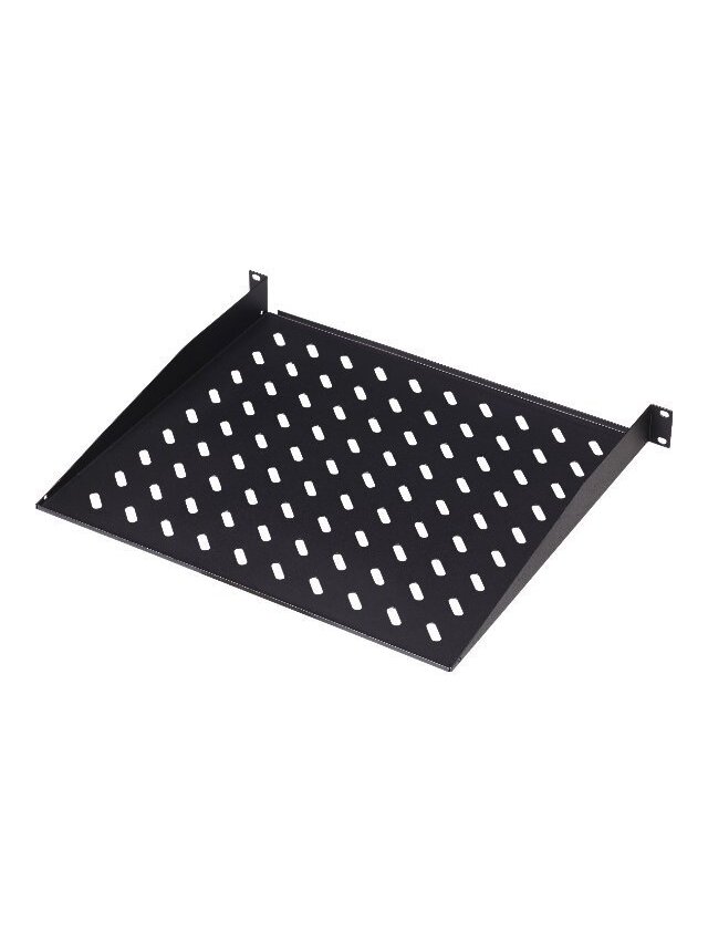 Digitus | Fixed Shelf for Racks | DN-19 TRAY-1-SW | The shelves for fixed mounting can be installed easy on the two front 483 mm (19“) profile rails of your 483 mm (19“) network- or server cabinet. Due to their stable, perforated steel sheet with a high l