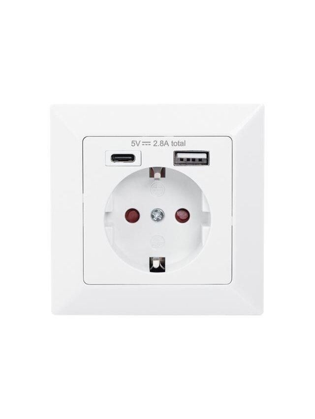 Digitus | Safety Plug for Flush Mounting with 1 x USB Type-C, 1 x USB A 1 Digitus | Safety Plug for Flush Mounting with 1 x USB Type-C, 1 x USB A 1