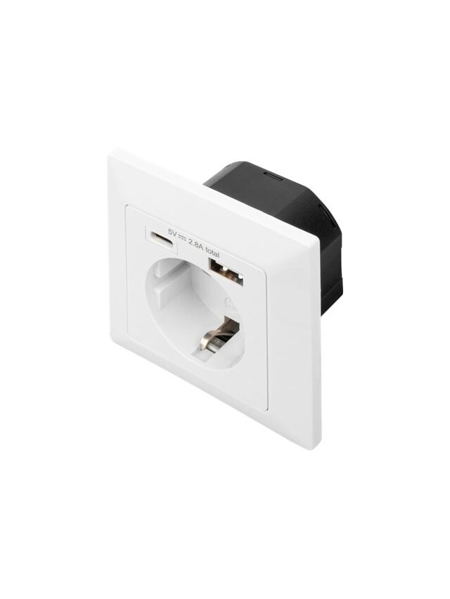 Digitus | Safety Plug for Flush Mounting with 1 x USB Type-C, 1 x USB A Digitus | Safety Plug for Flush Mounting with 1 x USB Type-C, 1 x USB A