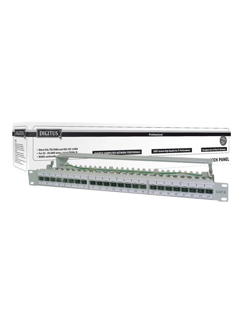 Digitus | CAT 6A Patch Panel, shielded, 1U, 24-port | RJ45, 8P8C | Grey Digitus | CAT 6A Patch Panel, shielded, 1U, 24-port | RJ45, 8P8C | Grey