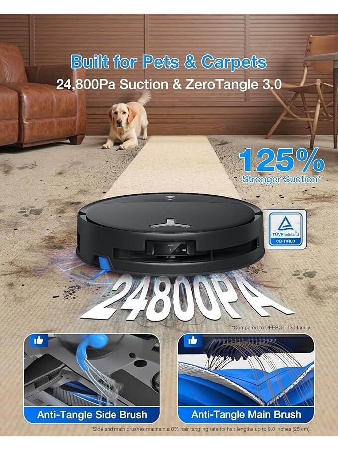 Ecovacs Robotic Vacuum Cleaner | DEEBOT T80S OMNI BLACK | Wet&Dry | 6400 mAh | 24800 Pa | Black 16