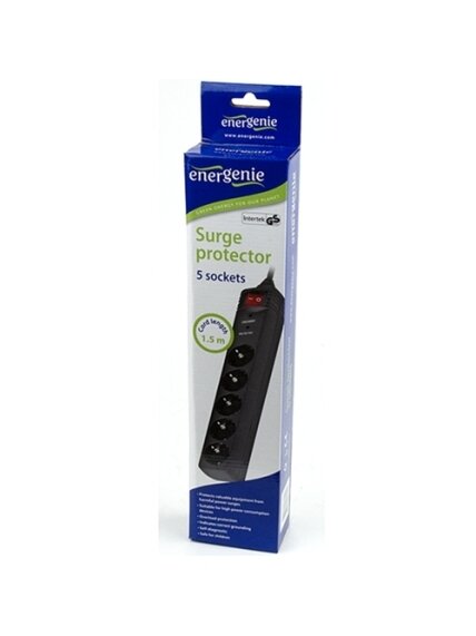 EnerGenie | Surge Protector SPG5-C-5/ 1.5 m/ 5 Sockets/ Black 1