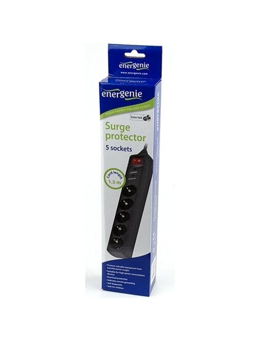 EnerGenie | Surge Protector SPG5-C-5/ 1.5 m/ 5 Sockets/ Black 1