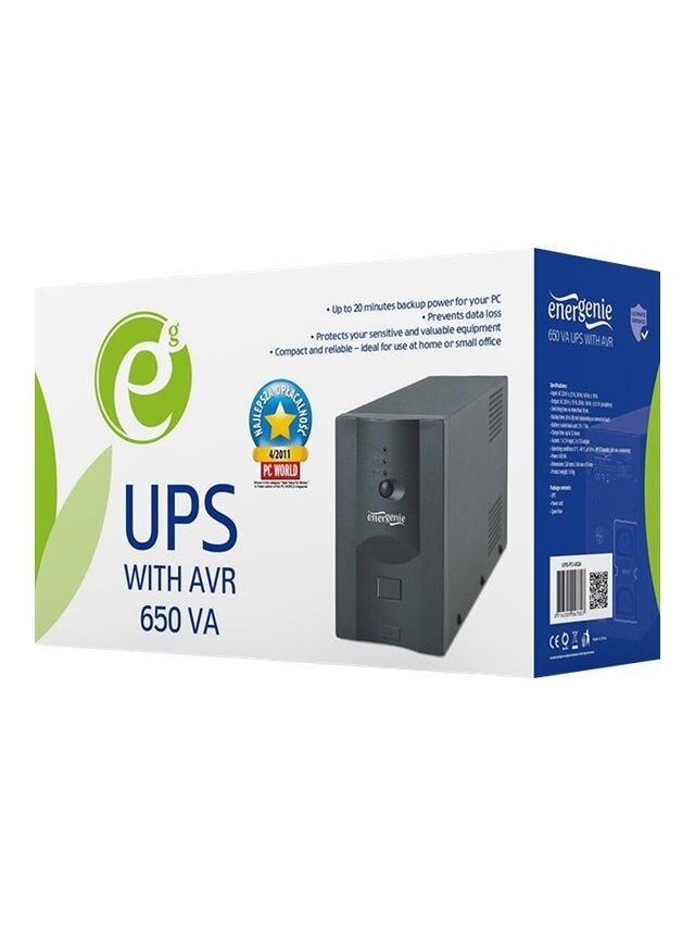 EnerGenie | UPS UPS-PC-652A with AVR | 650 VA | 220 V | 220 V 4 EnerGenie | UPS UPS-PC-652A with AVR | 650 VA | 220 V | 220 V 4