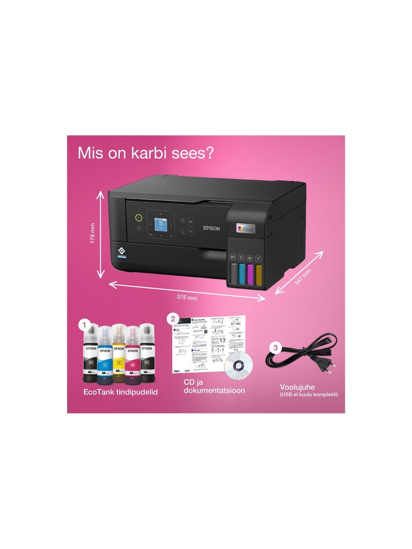 Epson | Multifunctional printer | EcoTank L3560 | Inkjet | Colour | Inkjet Multifunctional Printer | A4 | Wi-Fi | Black 2 Epson | Multifunctional printer | EcoTank L3560 | Inkjet | Colour | Inkjet Multifunctional Printer | A4 | Wi-Fi | Black 2