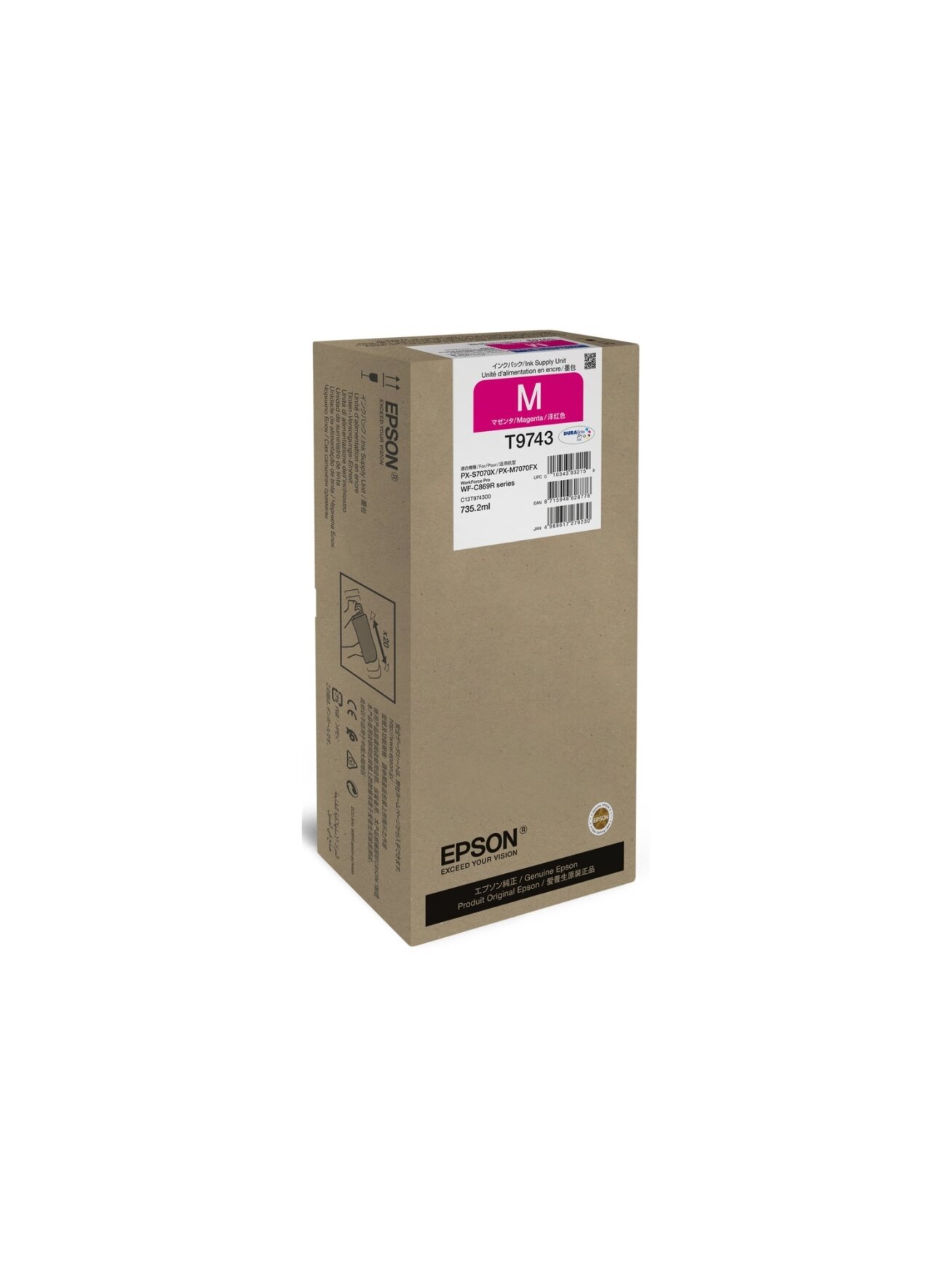 Epson WF-C869R Magenta XXL Ink WorkForce Pro T97430N | Epson C13T97430N | Epson T9743 - XXL size - magenta - original - ink cartridge | Ink cartridge | Magenta Epson WF-C869R Magenta XXL Ink WorkForce Pro T97430N | Epson C13T97430N | Epson T9743 - XXL size - magenta - original - ink cartridge | Ink cartridge | Magenta