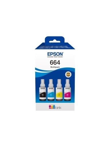 Epson 664 EcoTank 4-colour multipack | Epson C13T66464A | 664 EcoTank 4-colour multipack | Ink tank | Black, yellow, cyan, magenta Epson 664 EcoTank 4-colour multipack | Epson C13T66464A | 664 EcoTank 4-colour multipack | Ink tank | Black, yellow, cyan, magenta