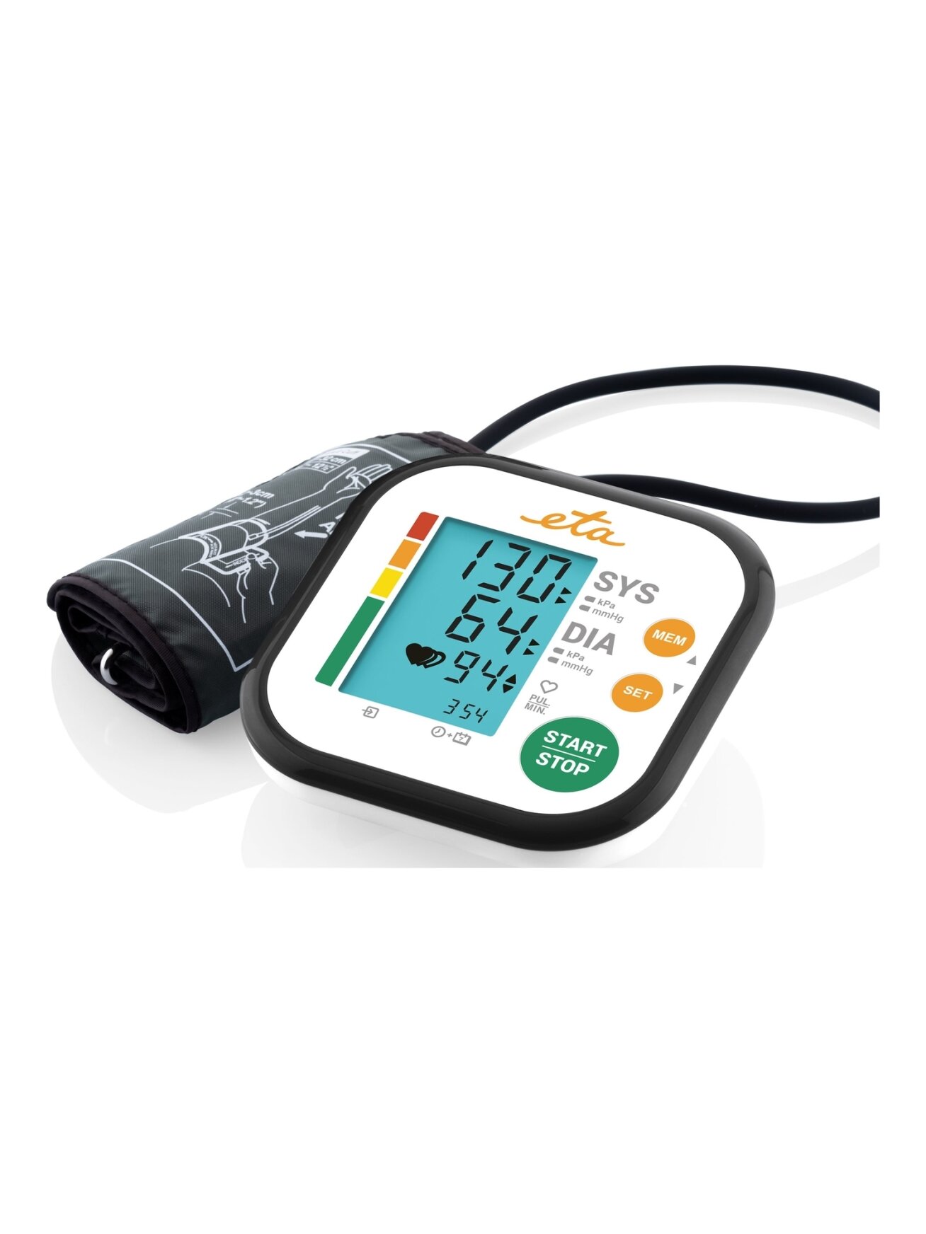 ETA | Upper Arm Blood Pressure Monitor | ETA229790000 | Memory function | Number of users 2 user(s) | 4 | Suitable for home use. Measurement of systolic and diastolic pressure, pulse. Oscillometric measurement method. Display of measured values on LCD. 1 ETA | Upper Arm Blood Pressure Monitor | ETA229790000 | Memory function | Number of users 2 user(s) | 4 | Suitable for home use. Measurement of systolic and diastolic pressure, pulse. Oscillometric measurement method. Display of measured values on LCD. 1