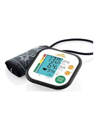 ETA | Upper Arm Blood Pressure Monitor | ETA229790000 | Memory function | Number of users 2 user(s) | 4 | Suitable for home use. Measurement of systolic and diastolic pressure, pulse. Oscillometric measurement method. Display of measured values ​​on LCD.