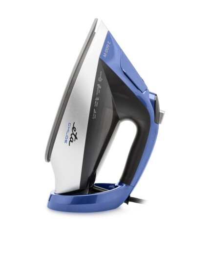 ETA Steam Iron | ETA227690000 Chloe | Steam Iron | 2600 W | Water tank capacity 350 ml | Continuous steam 40 g/min | Silver/Blue 1 ETA Steam Iron | ETA227690000 Chloe | Steam Iron | 2600 W | Water tank capacity 350 ml | Continuous steam 40 g/min | Silver/Blue 1