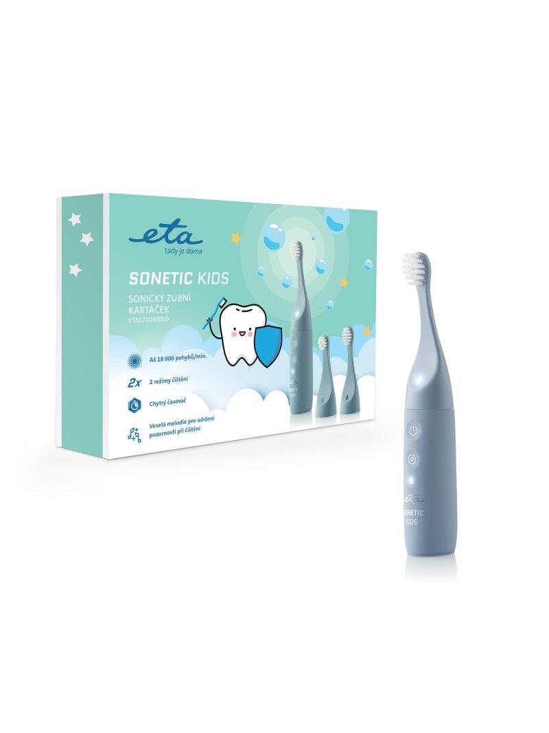 ETA Electric Toothbrush | ETA Sonetic Kids 171090010 | Rechargeable | For kids | Number of brush heads included 2 | Number of teeth brushing modes 1 | Blue 5 ETA Electric Toothbrush | ETA Sonetic Kids 171090010 | Rechargeable | For kids | Number of brush heads included 2 | Number of teeth brushing modes 1 | Blue 5
